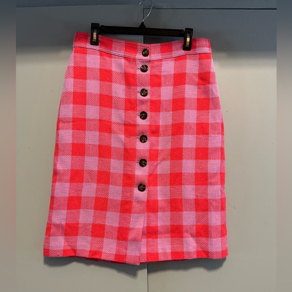 Ann Taylor Dresses & Skirts - Ann Taylor - Vibrant Pink and Red Checkered Pencil Skirt (Size 12P)